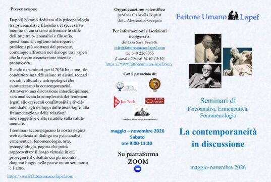 Nuovo ciclo seminariale 2026: “La contemporaneità in discussione”